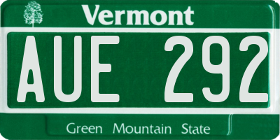 VT license plate AUE292
