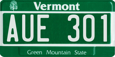 VT license plate AUE301