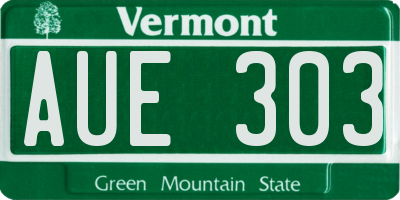 VT license plate AUE303