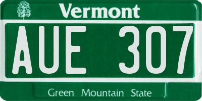 VT license plate AUE307
