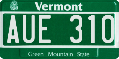VT license plate AUE310