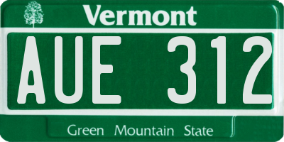 VT license plate AUE312