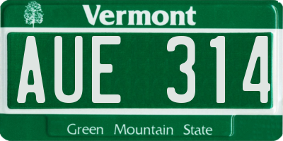 VT license plate AUE314