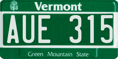 VT license plate AUE315