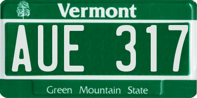 VT license plate AUE317