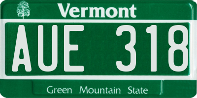 VT license plate AUE318