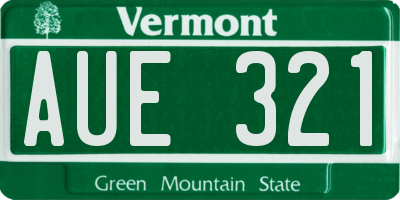 VT license plate AUE321