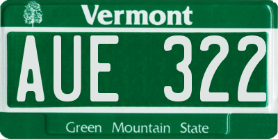 VT license plate AUE322