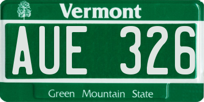 VT license plate AUE326