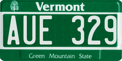 VT license plate AUE329