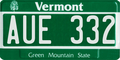 VT license plate AUE332