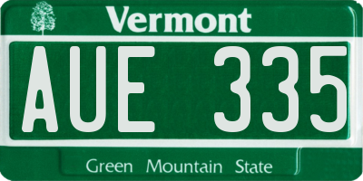 VT license plate AUE335