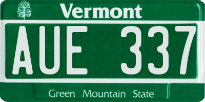 VT license plate AUE337