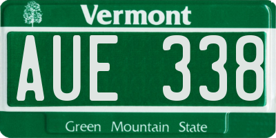 VT license plate AUE338