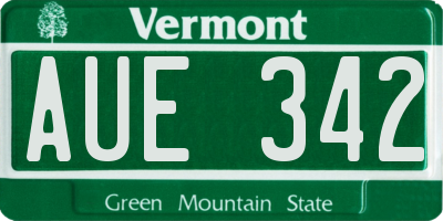 VT license plate AUE342