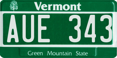 VT license plate AUE343
