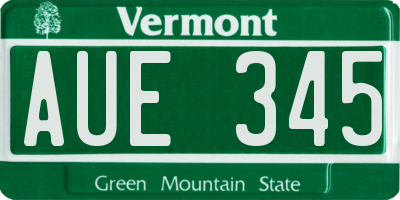 VT license plate AUE345