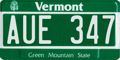 VT license plate AUE347