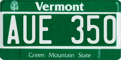 VT license plate AUE350