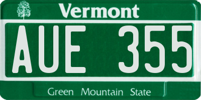VT license plate AUE355
