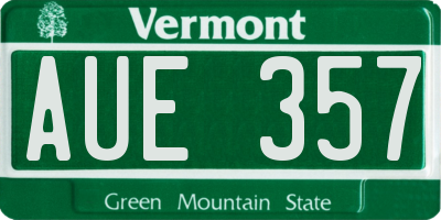 VT license plate AUE357