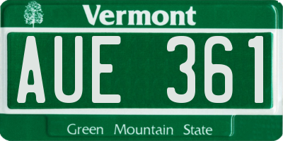 VT license plate AUE361