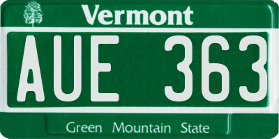 VT license plate AUE363