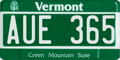 VT license plate AUE365