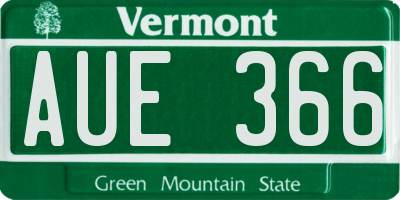 VT license plate AUE366