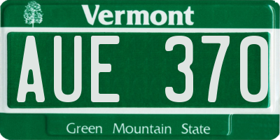 VT license plate AUE370