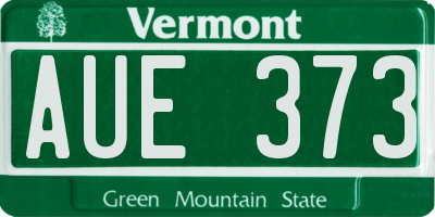 VT license plate AUE373