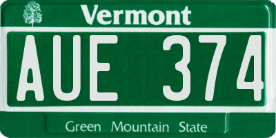 VT license plate AUE374