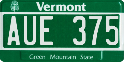 VT license plate AUE375