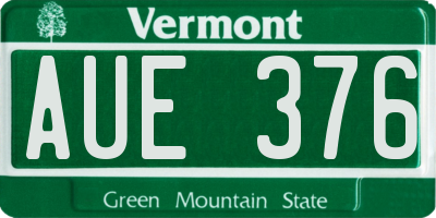 VT license plate AUE376