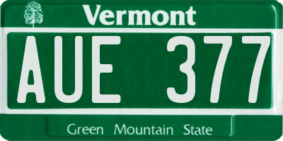 VT license plate AUE377