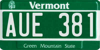 VT license plate AUE381