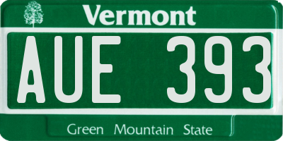 VT license plate AUE393