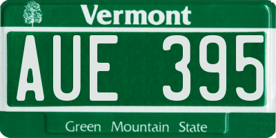 VT license plate AUE395
