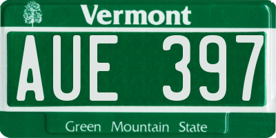VT license plate AUE397