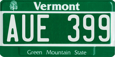 VT license plate AUE399