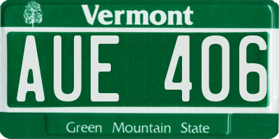 VT license plate AUE406