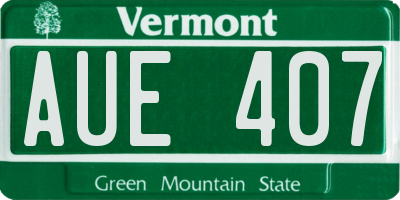 VT license plate AUE407