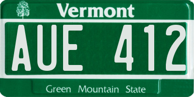 VT license plate AUE412