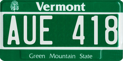 VT license plate AUE418
