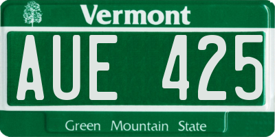 VT license plate AUE425