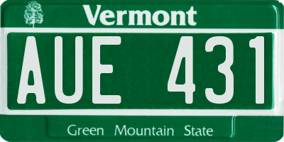 VT license plate AUE431