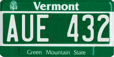 VT license plate AUE432
