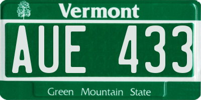 VT license plate AUE433