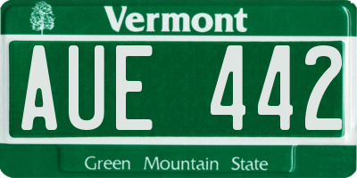 VT license plate AUE442