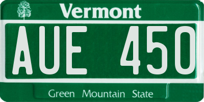 VT license plate AUE450